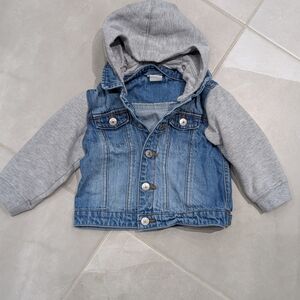 2/$20 H&M Baby Denim Jacket 9-12M w Grey Hood And Sleeves